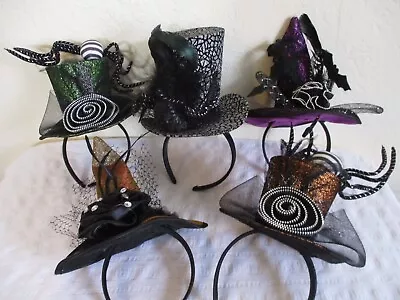 Five (5) Mini Hats For Women Deluxe 2 Witches 3 Top Hat Halloween • $34.99