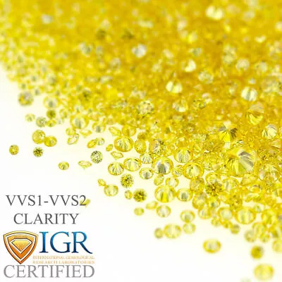 CERTIFIED Round Fancy Yellow Color VVS 100% Loose Natural Diamond Wholesale Lot • £17.20