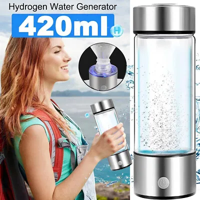 $36.92 • Buy Portable Water Bottle Hydrogen Generator Ionizer Maker USB Water Cup Glass 420ML