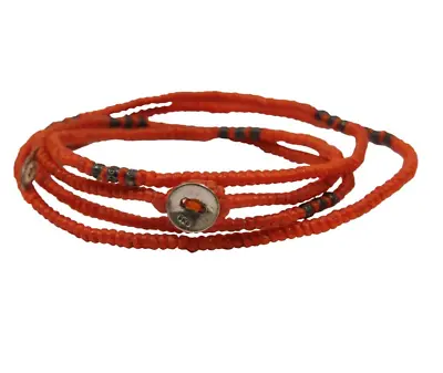 M Cohen Beaded Cord Convertible Wrap Bracelet Orange .925 Gunmetal Necklace • $234.99