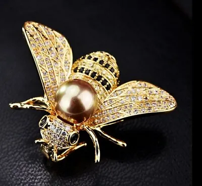 £5.50 • Buy Gold Bumble Bee Brooch Diamante Crystal Pin Broach Art Deco Insect Pendant Gift