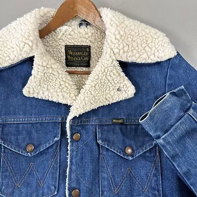 Vintage Wrangler Wrange Sherpa Fleece Lined Denim Jacket Coat Size Small Flaws • $55.77