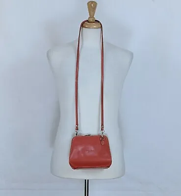 Vera Pelle Purse Italy Made Leather Crossbody Bag Small Purse Zipper (6  X 7 ) • $26.95