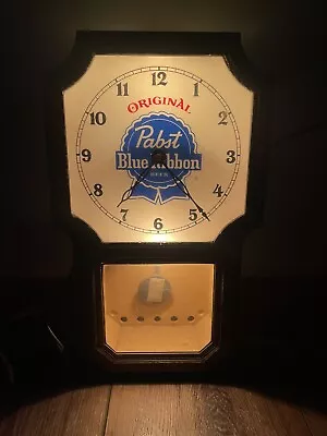 Pabst Blue Ribbon Lighted Clock Beer Sign Vintage • $150