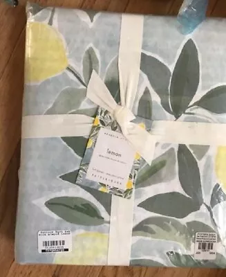 $229.99 • Buy Pottery Barn Lemon Duvet Cover Set King 2 Euro Shams Rebecca Atwood Spring 3p