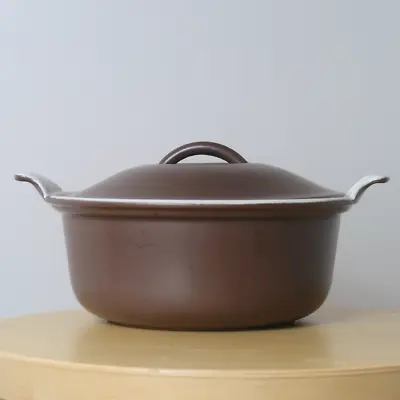 VINTAGE LE CREUSET (Cousances) Lidded Cast Iron Pot Pan (Made In France) Brown • £34.99