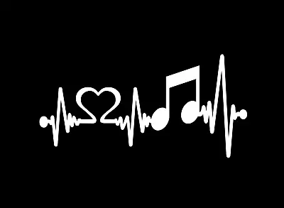 HEARTBEAT MUSIC NOTE Love Wall Art/Car/Van/Laptop/Bottle Vinyl Decal Sticker • £2.99