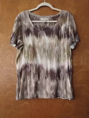 £5.94 • Buy Chris & Banks, L Top W/short Sleeves, Brn,Taupe,Grn,Tan & Wh.,Cotton & Poly. 