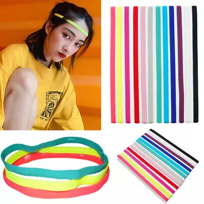 1PC Women Men Yoga Headband Sport Anti-slip Rubber Sweatband Elastic Hair Bands • £2.34