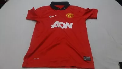 DRI-FIT Manchester United T Shirt Red - Black Collar 8 To 10 Years - Second Hand • £1.99