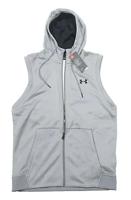 Under Armour Men's Steel Gray UA ColdGear Fleece Full Zip Sleeveless Hoodie • $39.99