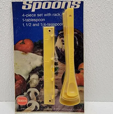 Vintage Plastic Lustro Ware Borden Measuring Spoon Set W/ Hanging Rack New NOS • $14.91