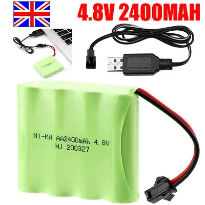 4.8V 2400mAh Ni-MH AA Battery Pack Rechargeable With SM-2P Plug For RC Truck Car • £9.89