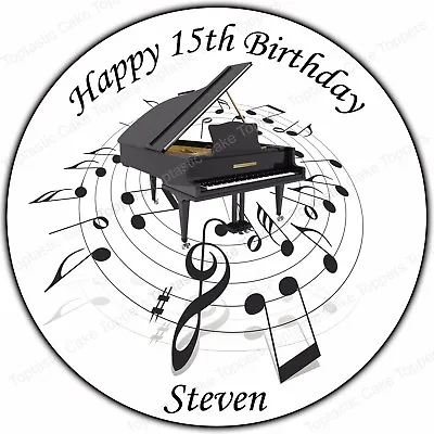 Personalised Piano Music Notes Edible Icing Birthday Party Cake Topper • £4.65