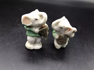 Vintage Set Of Two Elephant Miniature Figurines Playing Instruments - Japan • $12.93