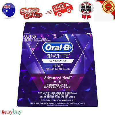$33.99 • Buy Oral B 3D White Luxe Advanced Seal Teeth Whitening White Strips 14 Pack
