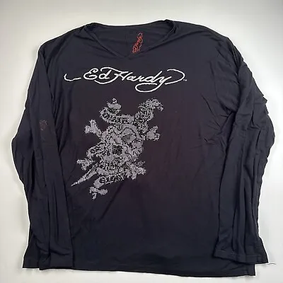 Vintage 2000s Ed Hardy Women’s Long Sleeve Shirt 2xl Christian Audigier • $30