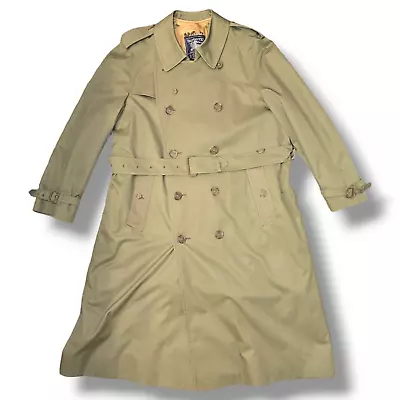 VTG 90's Burberry's London Olive Green Trench Coat  Mens Reg 56 With Wool Liner • $349