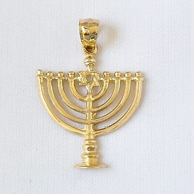 14K Yellow Gold Menorah With Star Of David Pendant / Charm Made In USA  • $209.99
