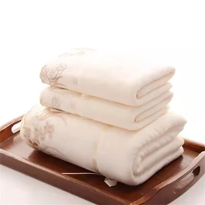 Microfiber Embroidered Towel Set: Includes 2 Face Towels And 1 Bath Towel • $24.22