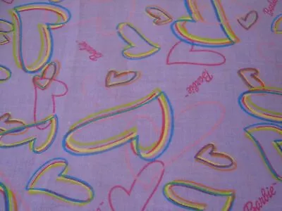 Vintage 2 Yard Purple Mattel BARBIE Fabric Heart 45  Wide 2002 Spring Industries • $19.98