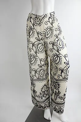 GENNY Italy Silk Chiffon Vtg Wide Leg Pants Trousers Draped Versace Sqiggle 90s • $129.99