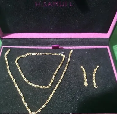 H Samuel 9ct Gold Earrings Necklace & Bracelet Set HALLMARKED 375  • £245