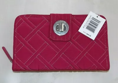 Vera Bradley RFID Turnlock & Zip Organizer Wallet Passion Pink Microfiber - NWT • $47.95