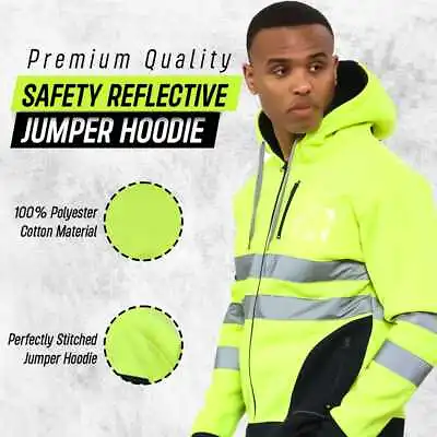 £17.99 • Buy Hi Viz Vis High Visibility Jumper Hoodie Work Hooded Hoody Safety Work Security