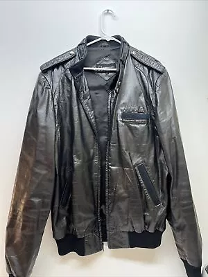 Vintage Members Only Leather Jacket Size 44 Black Motorcycle Short Mens • $60