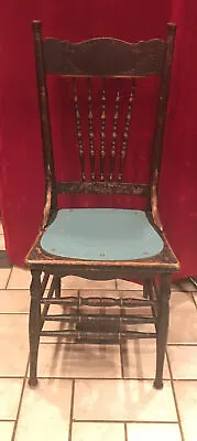 Antique Larkin Carved Pressed Oak High Spindle Back Side Chair Great Condition • $65