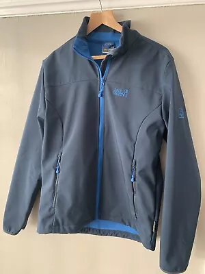 Mens Jack Wolfskin Softshell Flexshield Zip Jacket Medium Blue • £34.99