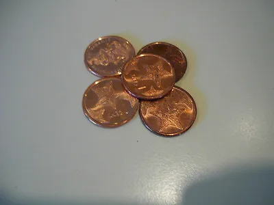 BAHAMAS 1 CENT COIN PENNY CIRCULATED 5 PIECES COAT OF ARMS/STARFISH 17mm DESIGN • $4.35