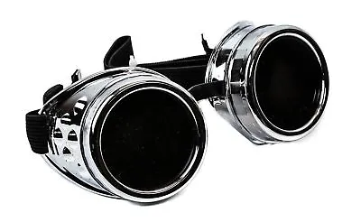 Steampunk Goggles Silver Motorcycle Flying Goggles Vintage Pilot Biker Cosplay  • $12.99