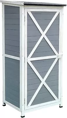 Outdoor Vertical Wood Storage Shed With Shelves Backyard Wood Shed Organizing • $228.85