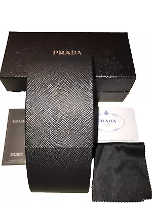 NEW PRADA Sunglasses Eyeglasses Hard Black Case  Outer Box And Cleaning Cloth • $18.99