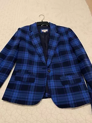 Ladies Brilliant Blue Plaid Blazer Jacket Size 6 By Merona • $6.99