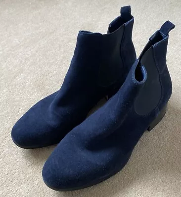 Ladies M&S Footglove Wider Fit Navy Blue Suede Boots Size 7 • £18