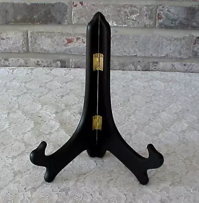 Vintage Wood Easel Display Stand Holder Black Picture Plate Folds 9  T • $16.99