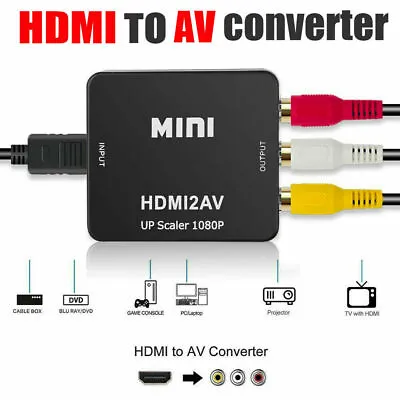 £5.87 • Buy HDMI To RCA AV Adapter Converter Cable CVBS 3RCA 1080P Composite Video Audio UK