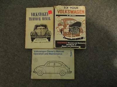 Set-3 1972 Volkswagen Bug Owners Manual Type 1+1968 Tech Manual+1964 Repair Book • $119.95