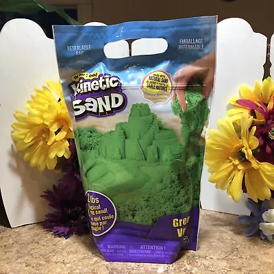 Green Kinetic Sand 2lb Resealable Bag Of Magical Flowing Sand • $15