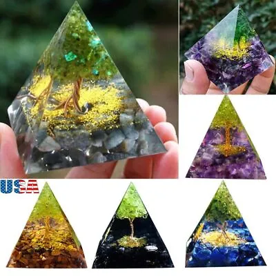 Tree Stem Crystal Orgone Pyramid Reiki Healing Chakra Meditation Orgonite Energy • $9.29