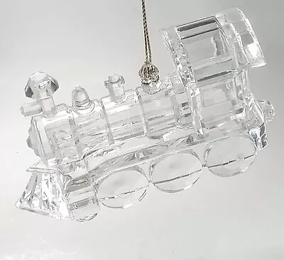 Cut Crystal Look Locomotive Train Engine Ornament 4.25  Acrylic/Lucite Clear • $10.95