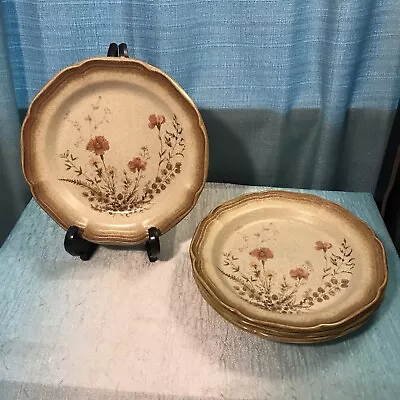 4 Mikasa Whole Wheat E8016 8” Salad Dessert Plates Jardiniere Made In Japan Set • $25.99