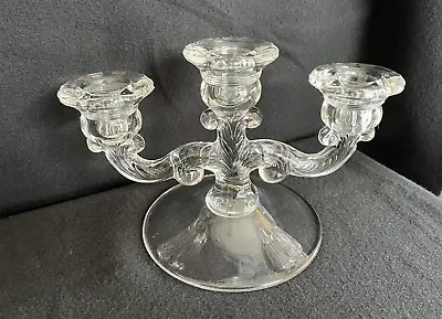 VTG Crystal Glass 3 Three Arm Candelabra Candle Stick Holder • $24.99