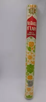 No Bugs M'Lady Shelf & Drawer Paper Orange & Green Flowers 18 X18' Roll Vintage • $30