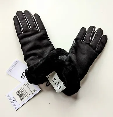 Brand New UGG Women's Fabric Leather Shorty Glove Size L Sheepskin Cuff UK Stock • £49.99
