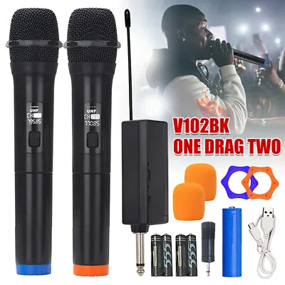 2x Professional Wireless Karaoke Microphone Easy Use Handheld Mic For Party Home • £15.79