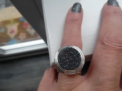 Qvc Sterling Silver  Blue Druzy Ring. Bnwots • £9.99